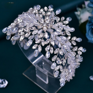 pearl rhinestone tiara headband flower girl - ASBADI