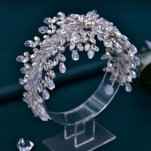 pearl rhinestone tiara headband flower girl - ASBADI